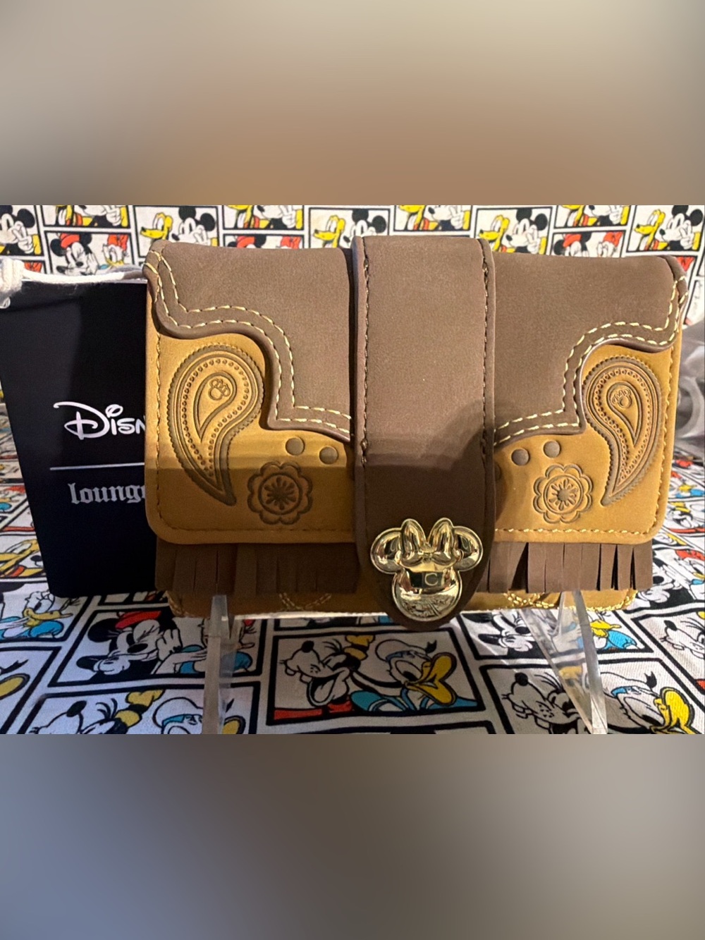LOUNGEFLY DISNEY MINNIE MOUSE WESTERN MINIMAL WALLET NWT 2026